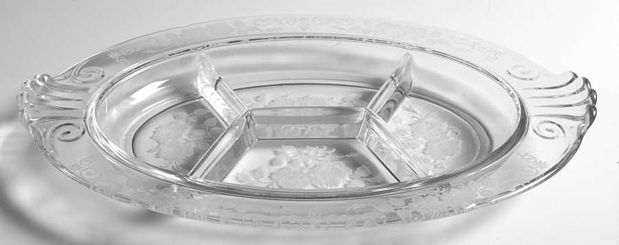 Midnight Rose 12" Oval 4 Part Relish by Fostoria-1