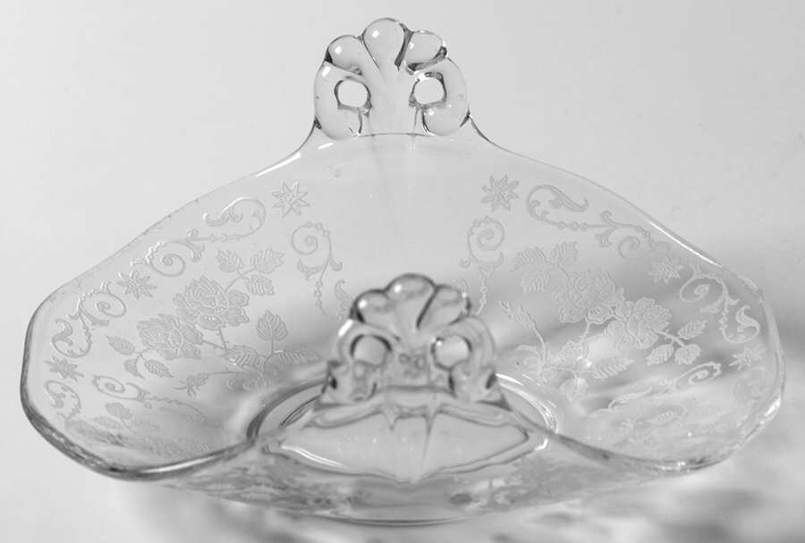 Midnight Rose 5" Handled Bon Bon by Fostoria-1