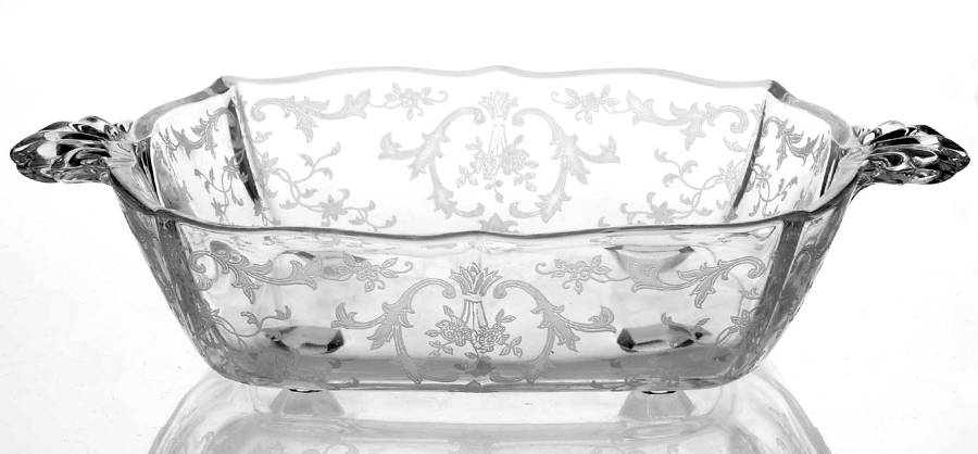 Navarre Clear Square Handled Sweet Meet (Baroque Shape) by Fostoria-1