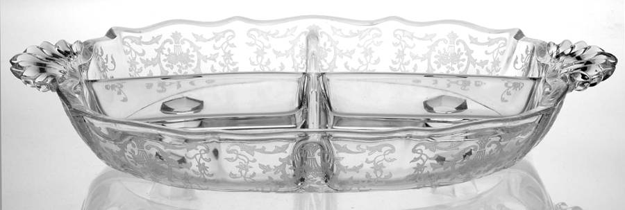 Navarre Clear 4 Part Handled Relish (Baroque Shape) by Fostoria-1