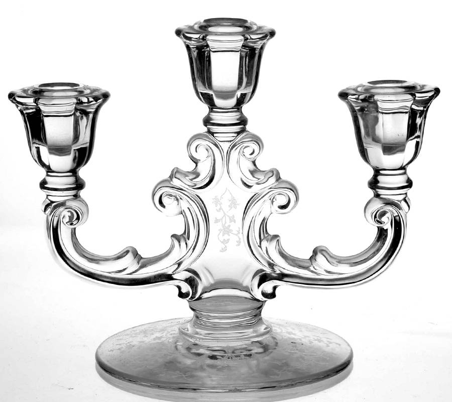Navarre Clear 3 Light Candlestick by Fostoria-1