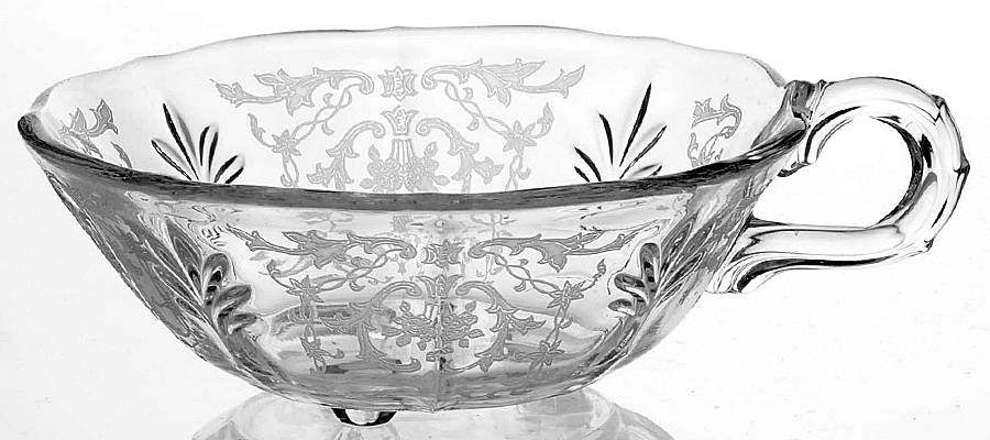 Navarre Clear 1 Handle  Flared Nappy (Baroque Shape) by Fostoria-1