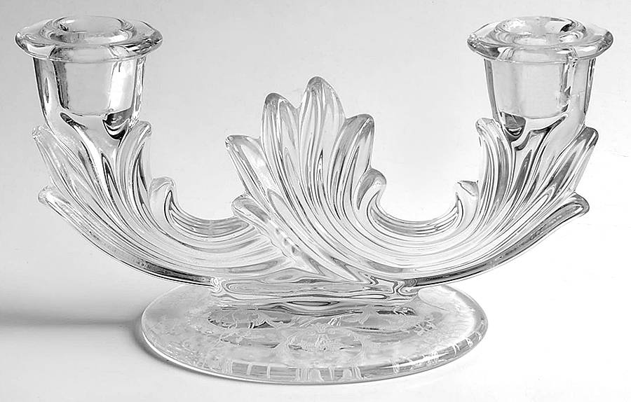Navarre Clear Double Candlestick (Baroque Shape) by Fostoria-1