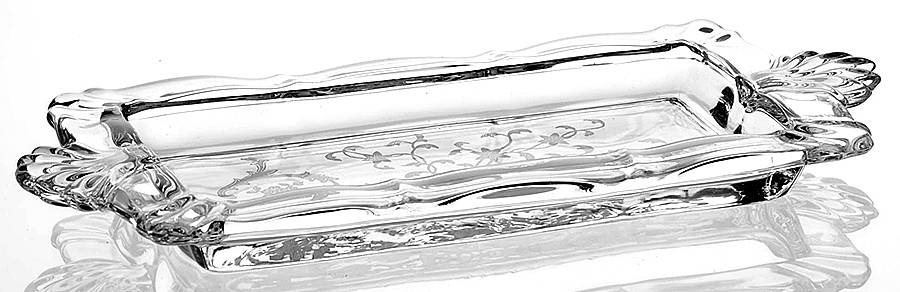 Navarre Clear Rectangular Handled Tray (Baroque Shape) by Fostoria-1