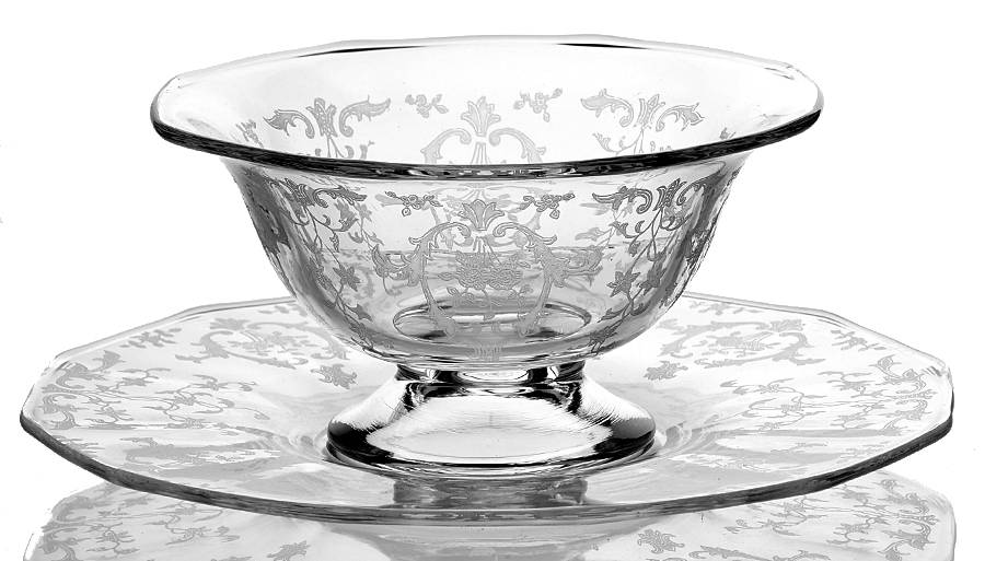 Navarre Clear Mayonnaise Bowl and Underplate by Fostoria-1