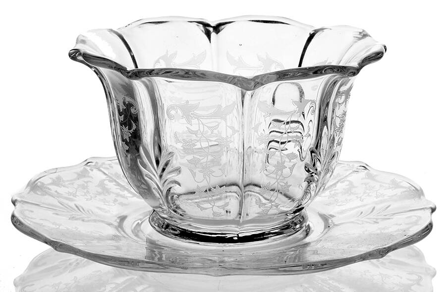Navarre Clear Mayonnaise Bowl & Underplate(Baroque Shape) by Fostoria-1