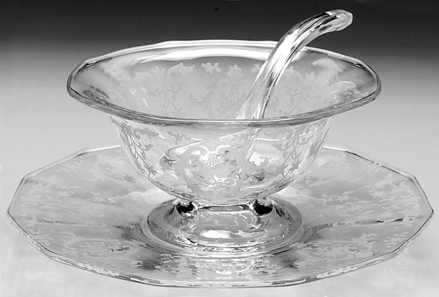 Navarre Clear Mayonnaise Bowl, Underplate and Ladle by Fostoria-1