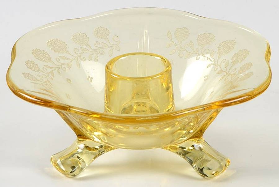 New Garland Topaz (Yellow, Stem 4020) 2" Single Light Candlestick by Fostoria-1