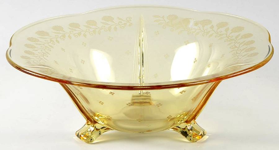 New Garland Topaz (Yellow, Stem 4020) 11" 3-Toed Footed Bowl by Fostoria-1