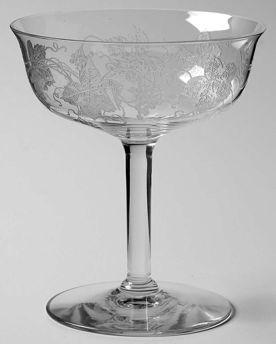 New Vintage Grape (Non Optic, Stem 858, Etch 227) Champagne/Tall Sherbet by Fostoria-1