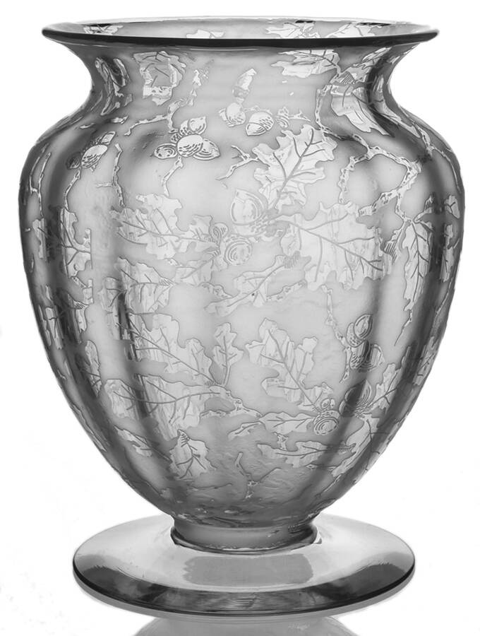 Oak Leaf Clear (Brocade) 9" Flower Vase by Fostoria-1