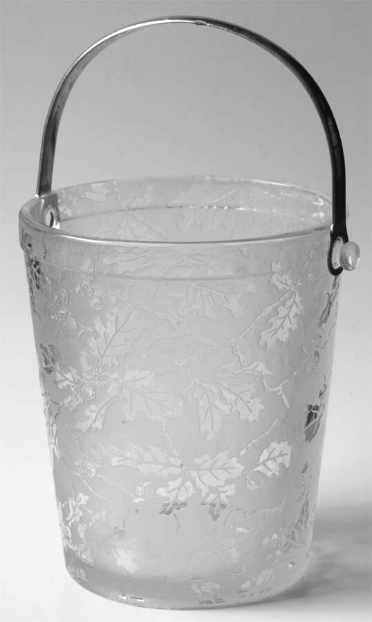Oak Leaf Clear (Brocade) Ice Bucket with Detachable Handle by Fostoria-1