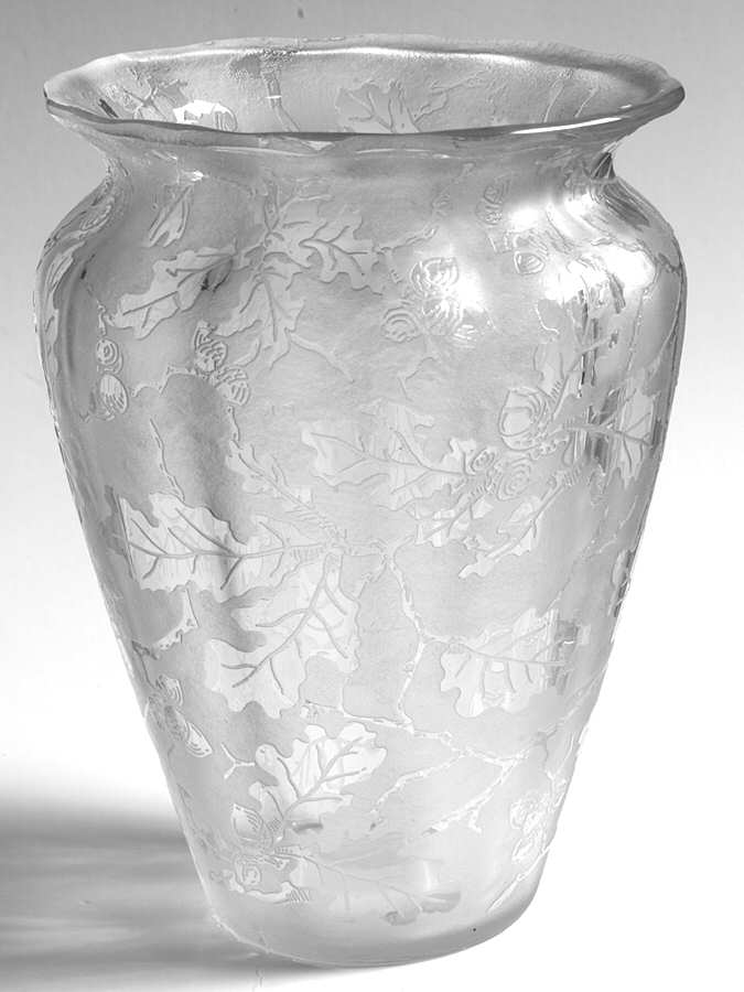 Oak Leaf Clear (Brocade) 6" Short Neck Vase by Fostoria-1