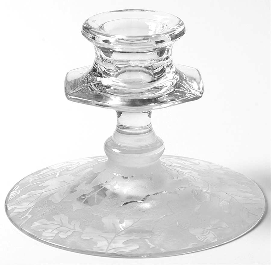Oak Leaf Clear (Brocade) 3" Single Light Candlestick by Fostoria-1