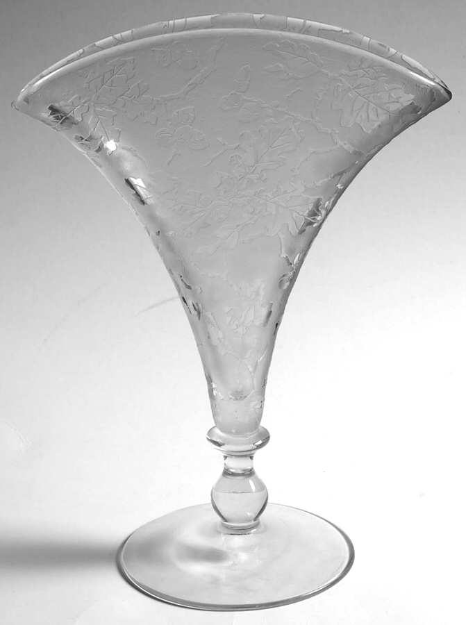 Oak Leaf Clear (Brocade) 8" Fan Vase by Fostoria-1