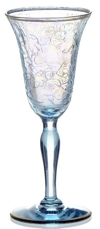 Oakwood Blue (Iridescent Brocade) Cordial Glass by Fostoria-1
