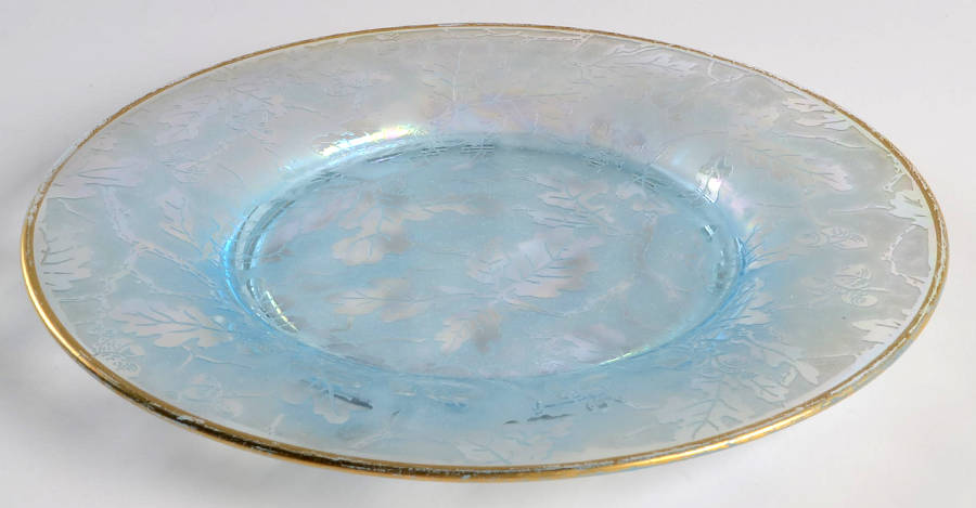 Oakwood Blue (Iridescent Brocade) Luncheon Plate by Fostoria-1