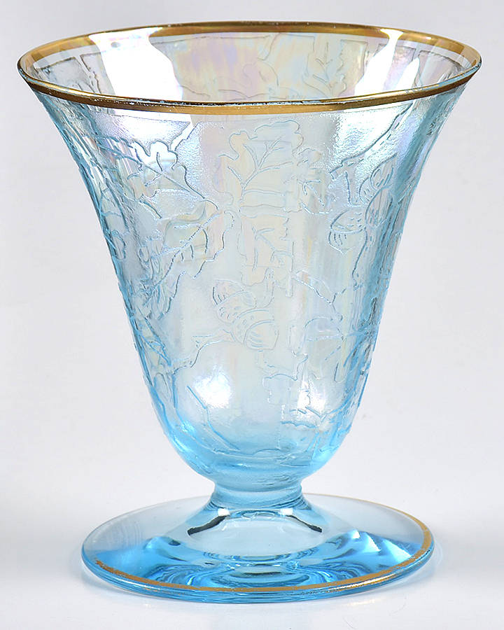 Oakwood Blue (Iridescent Brocade) Oyster or Fruit Cocktail by Fostoria-1