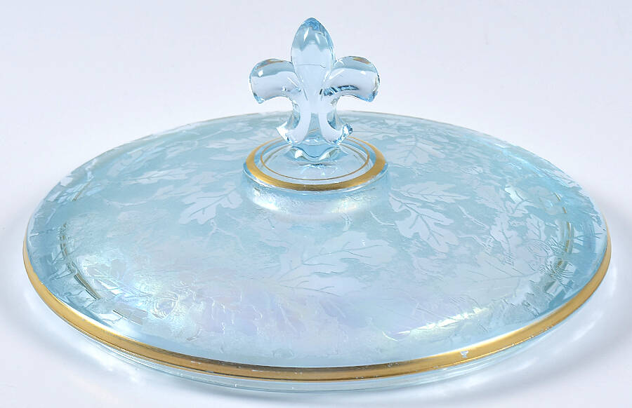 Oakwood Blue (Iridescent Brocade) Lid for 3-Part Candy Box by Fostoria-1