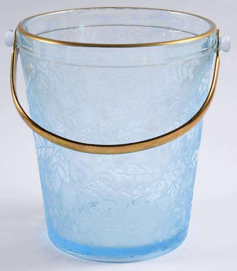 Oakwood Blue (Iridescent Brocade) Ice Bucket with Detachable Handle by Fostoria-1