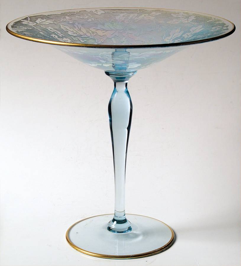 Oakwood Blue (Iridescent Brocade) Round Compote (Height X Width) by Fostoria-1