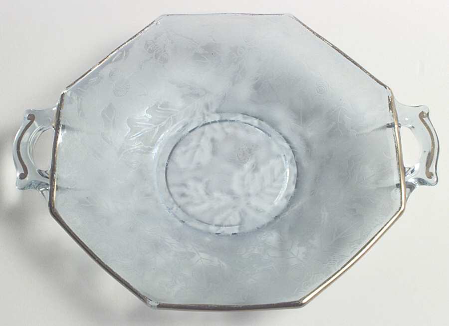 Oakwood Blue (Iridescent Brocade) Lemon Plate with Square Handle by Fostoria-1