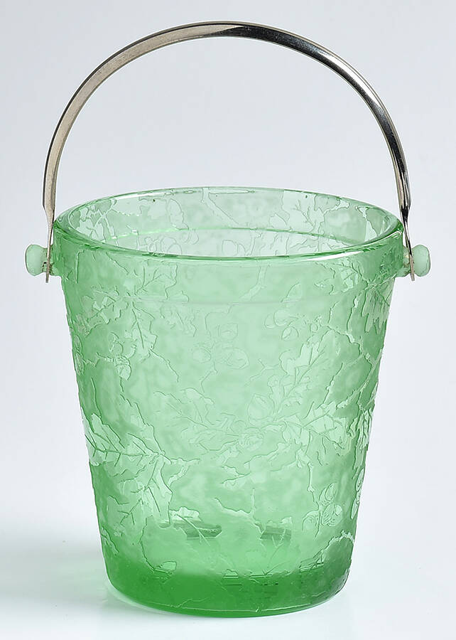 Oak Leaf Green (Brocade) Sugar Pail by Fostoria-1