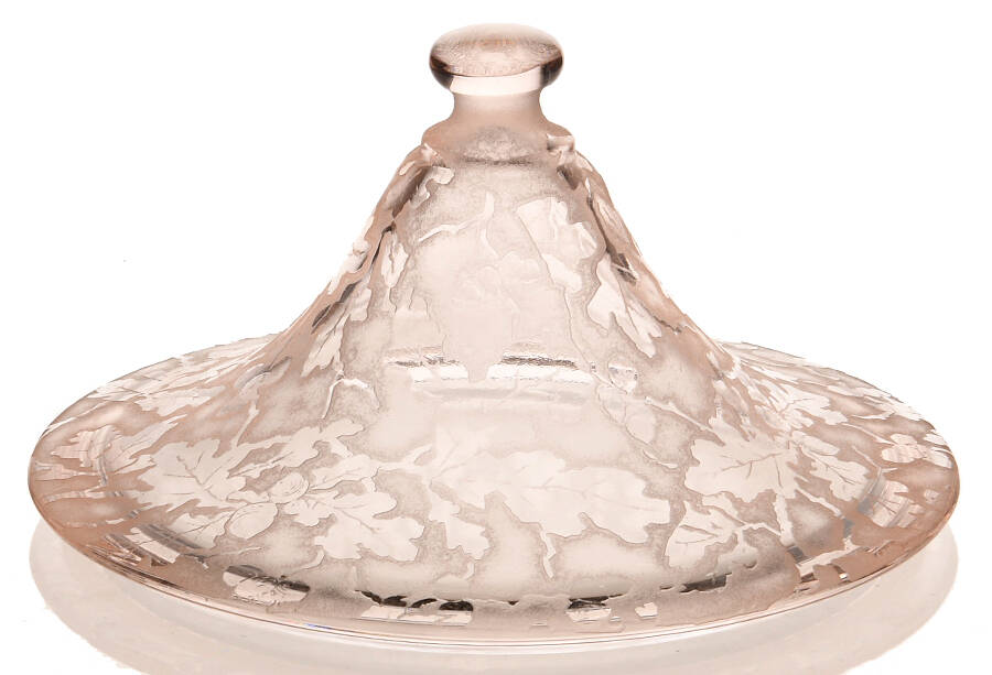 Oak Leaf Pink (Brocade) Lid for Confection Jar by Fostoria-1