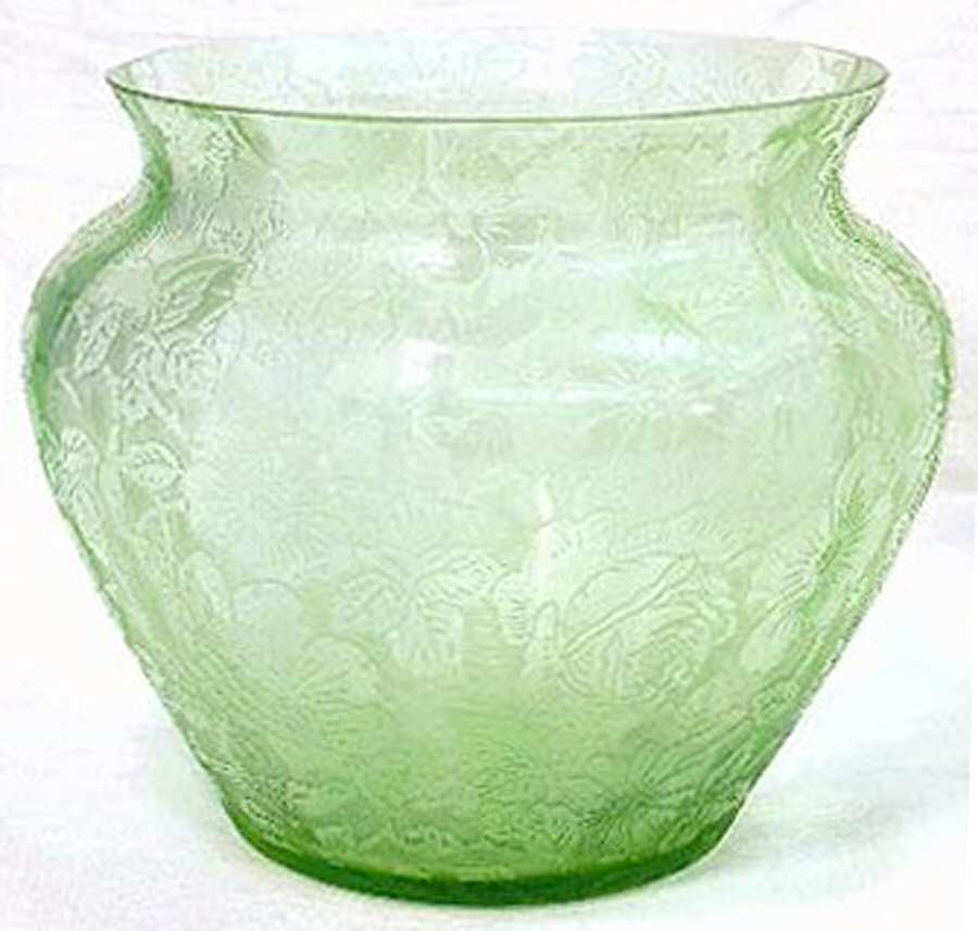 Paradise Green (Brocade) 5" Flower Vase by Fostoria-1