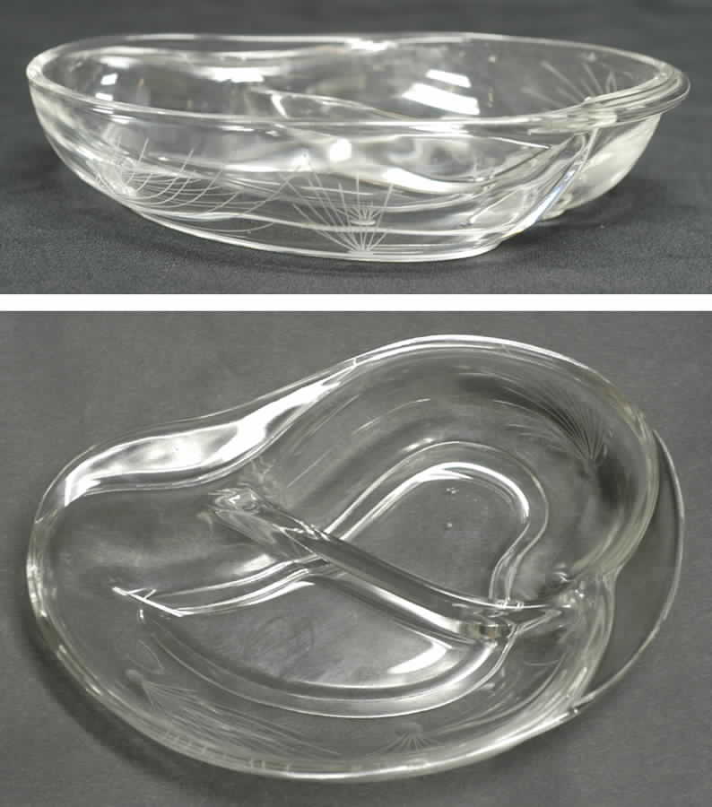 Pine 7" Crescent Shape 2 Part Relish by Fostoria-1