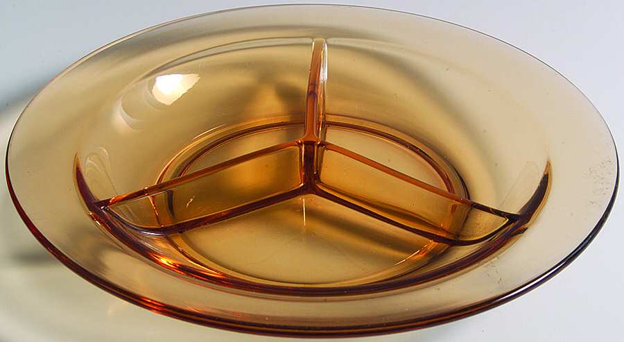 Pioneer Amber 8" Round 3 Part Relish by Fostoria-1