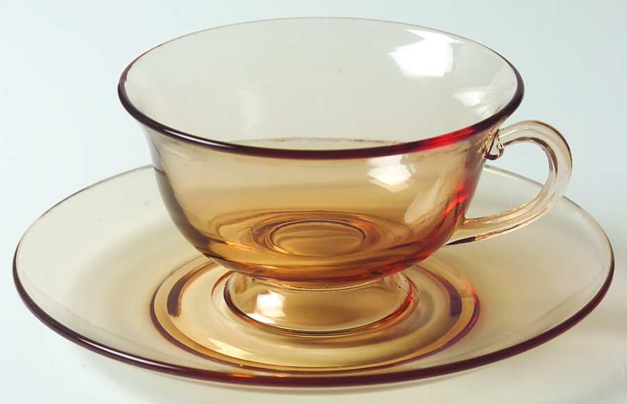 Pioneer Amber Footed Cup & Saucer Set by Fostoria-1