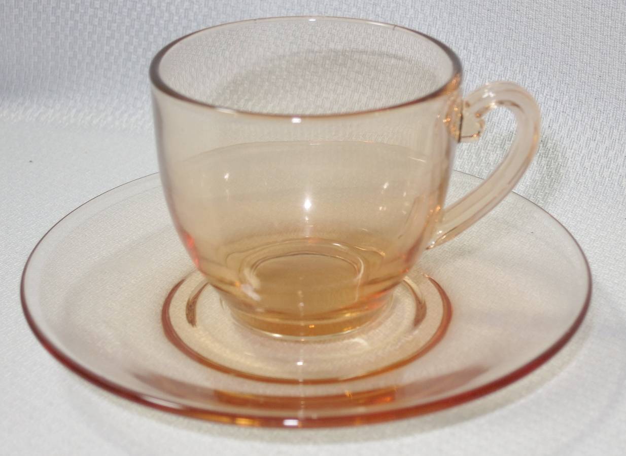 Pioneer Amber Demitasse Cup & Saucer Set by Fostoria-1