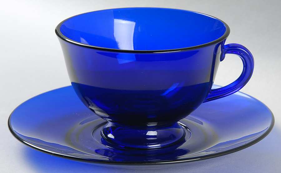 Pioneer Regal Blue Footed Cup & Saucer Set by Fostoria-1