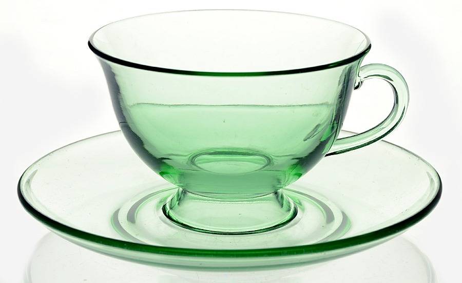 Pioneer Light Green Cup & Saucer Set by Fostoria-1