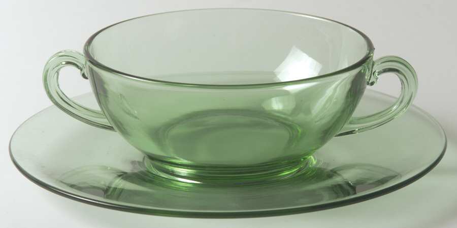 Pioneer Light Green Cream Soup & Saucer Set by Fostoria-1