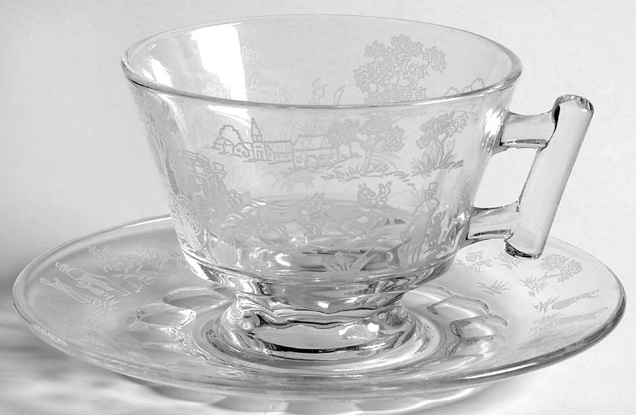 Plymouth Clear Cup & Saucer Set by Fostoria-1