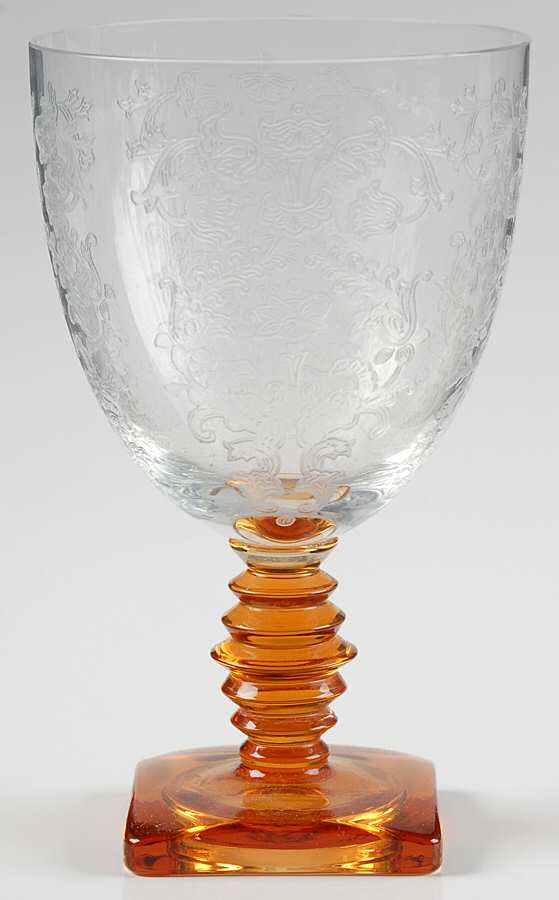 Queen Anne Amber (Etched) Water Goblet by Fostoria-1