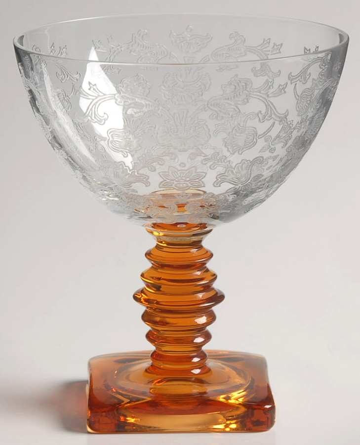 Queen Anne Amber (Etched) Champagne/Tall Sherbet by Fostoria-1