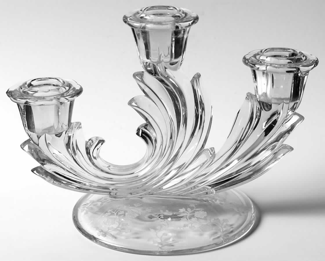 Rambler (Stem 6012, No Trim) 3 Light Candlestick (Baroque Shape) by Fostoria-1