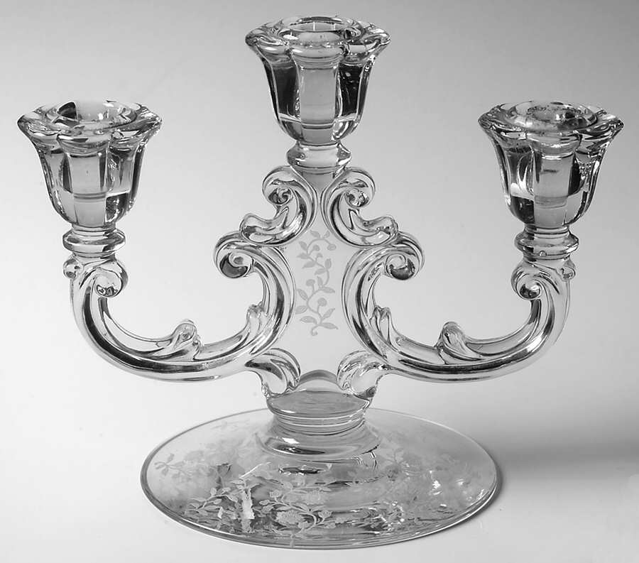 Rambler (Stem 6012, No Trim) Three Light Candlestick by Fostoria-1