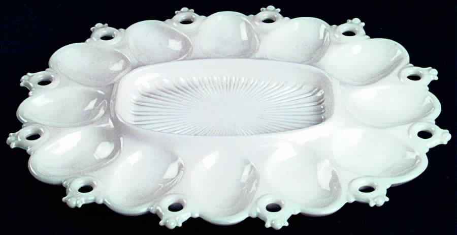 Randolph Milk Glass Deviled Egg Server by Fostoria-1