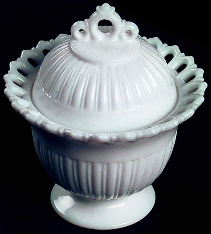 Randolph Milk Glass Sugar Bowl & Lid by Fostoria-1