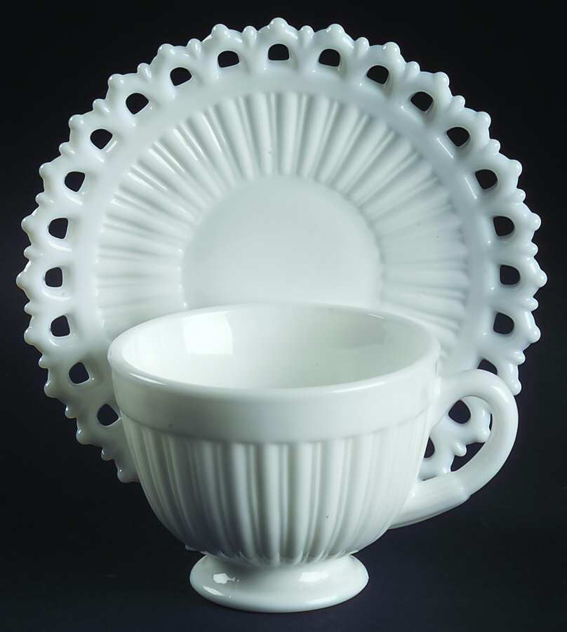 Randolph Milk Glass Cup & Saucer Set by Fostoria-1