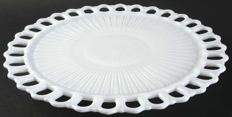 Randolph Milk Glass Low Cake Stand by Fostoria-1