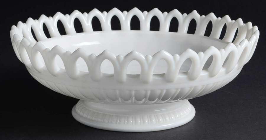 Randolph Milk Glass 9" Footed Cupped Bowl by Fostoria-1