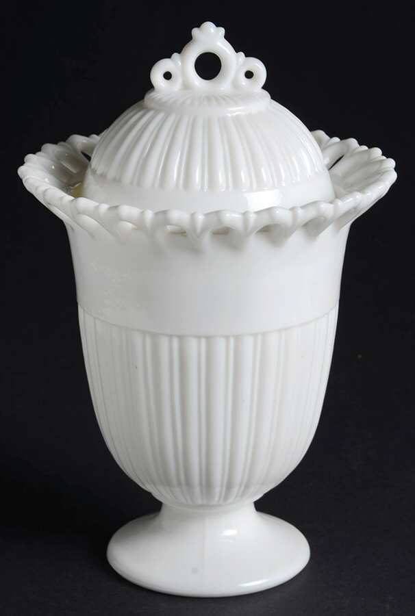 Randolph Milk Glass Footed Urn & Lid by Fostoria-1