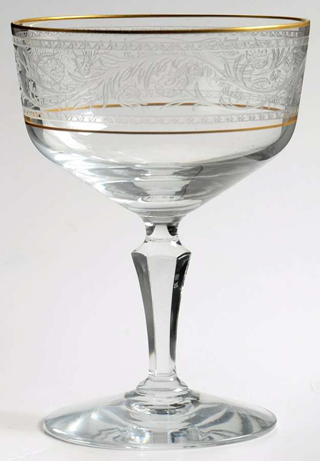 Renaissance (Stem 6111, Gold Trim) Champagne/Tall Sherbet by Fostoria-1