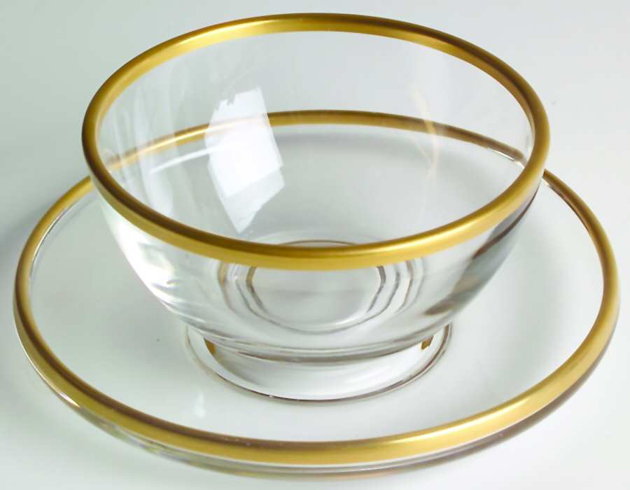 Richmond (Newer, Gold Trim, Stem 6097) Mayonnaise Bowl and Underplate by Fostoria-1