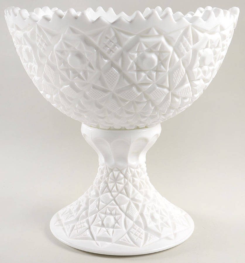 Winburn Milkglass Punch Bowl with Stand by Fostoria-1